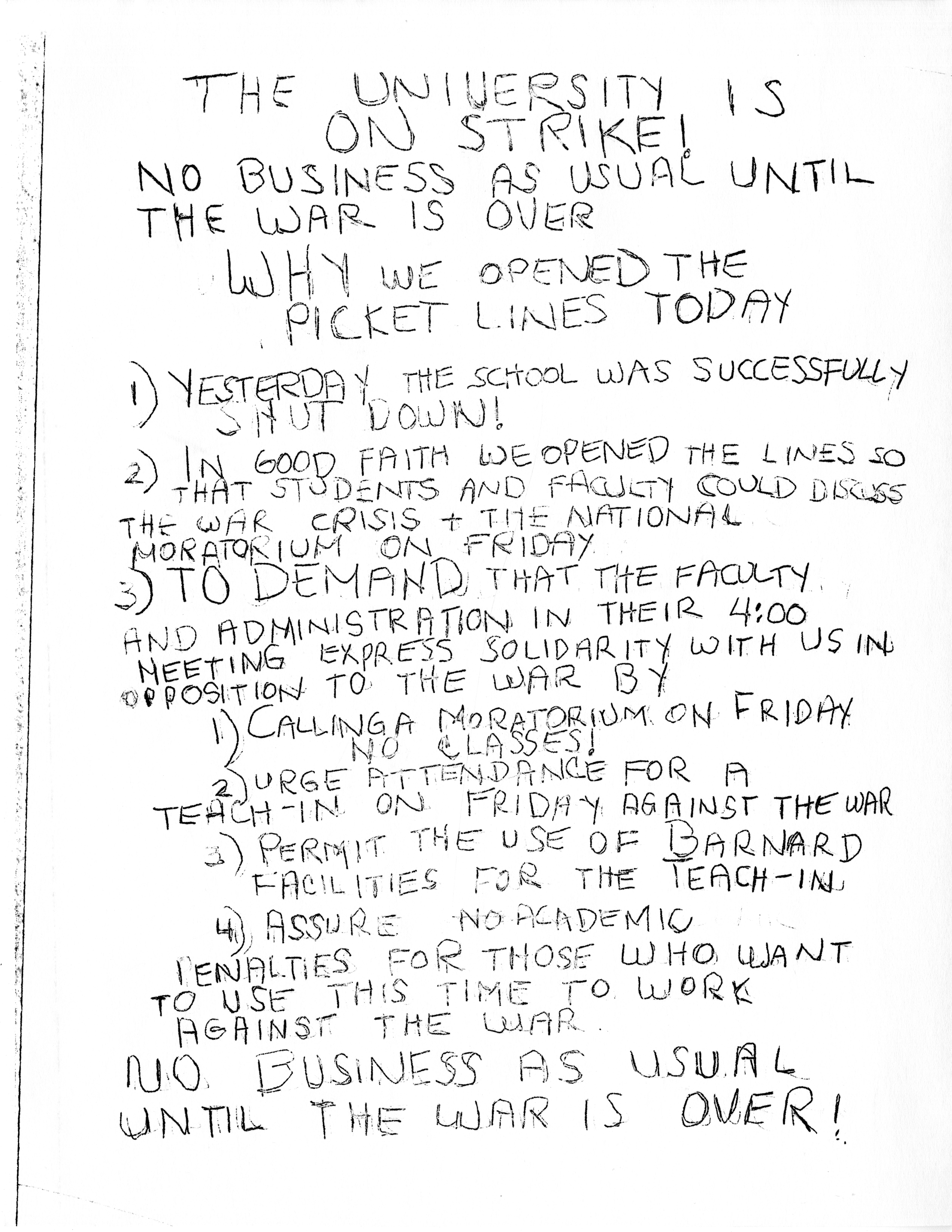 Strike flyer, April 1972.