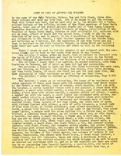 Copy of will of Gil Antonio Ibarvo