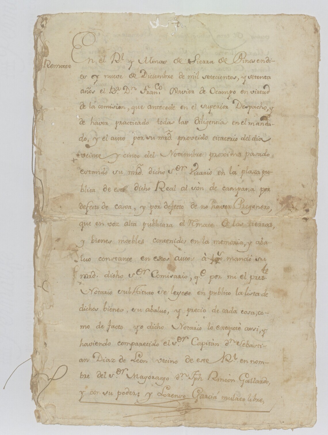 Property bid by Lorenzo Garcia, a free mulatto man