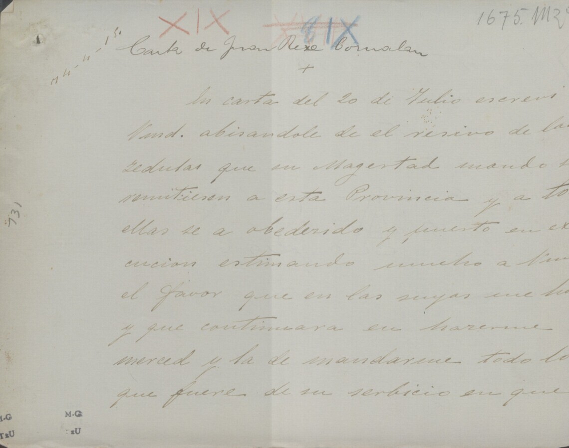Letter regarding roads discovered by Diego González, a mestizo man.